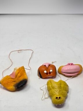 Vintage 1980s Animal Nose Mask Lot - (3) 1987 McDonald's Zoo Face + (2) Matching